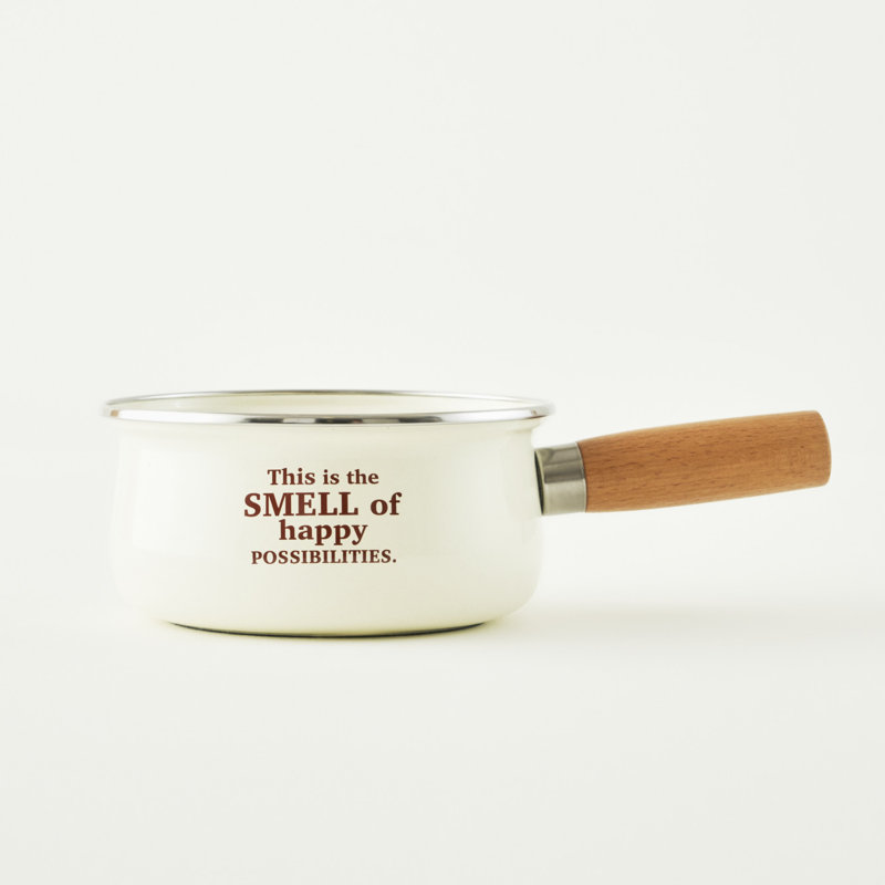 Cozy Enamel Saucepan With Wooden Handle