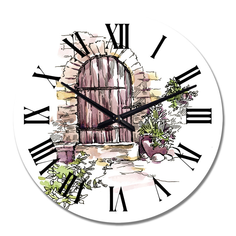 Vintage Old Europe View II - Horloge murale rétro, Moyen