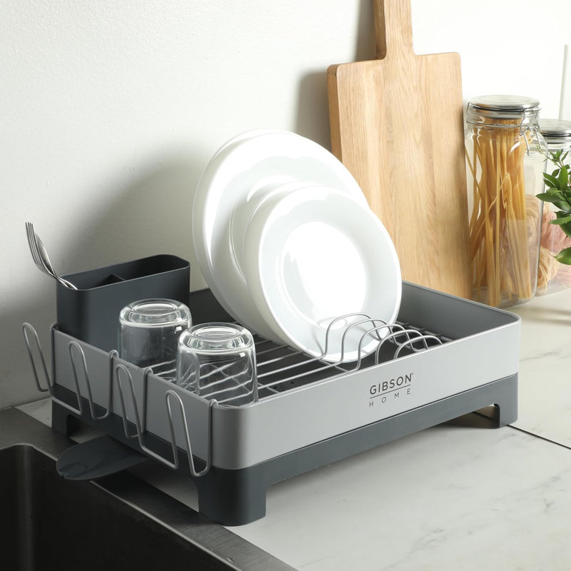 Égouttoir à vaisselle en acier galvanisé gris Gibson Home Nestcraft