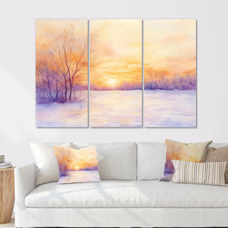 Addisson - Ensemble d'art mural paysage d'hiver, H 40 po x l 60 po, Frameless Print Metal, Ne s’applique pas