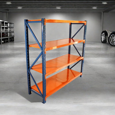 Étagères de garage robustes - 4 niveaux de rangement pour le garage de 4 400 lb, étagères réglables en métal et rangement, tablettes industrielles, tablettes utilitaires pour outils commerciaux