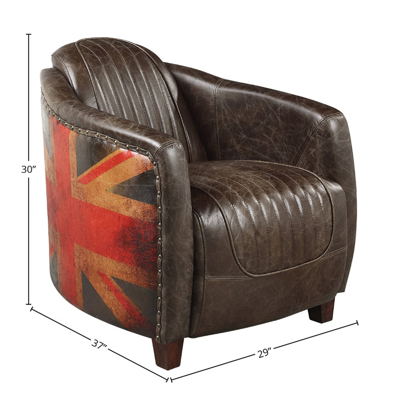 Chaise antique en cuir fleur ardoise (assemblé)