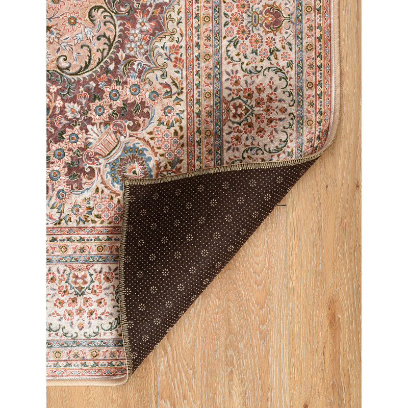 Breedlove Traditional Machine Woven Flatweave Ivory and Gold Area Rug with Non Skid Backing, Rectangle 3'3" x 5'