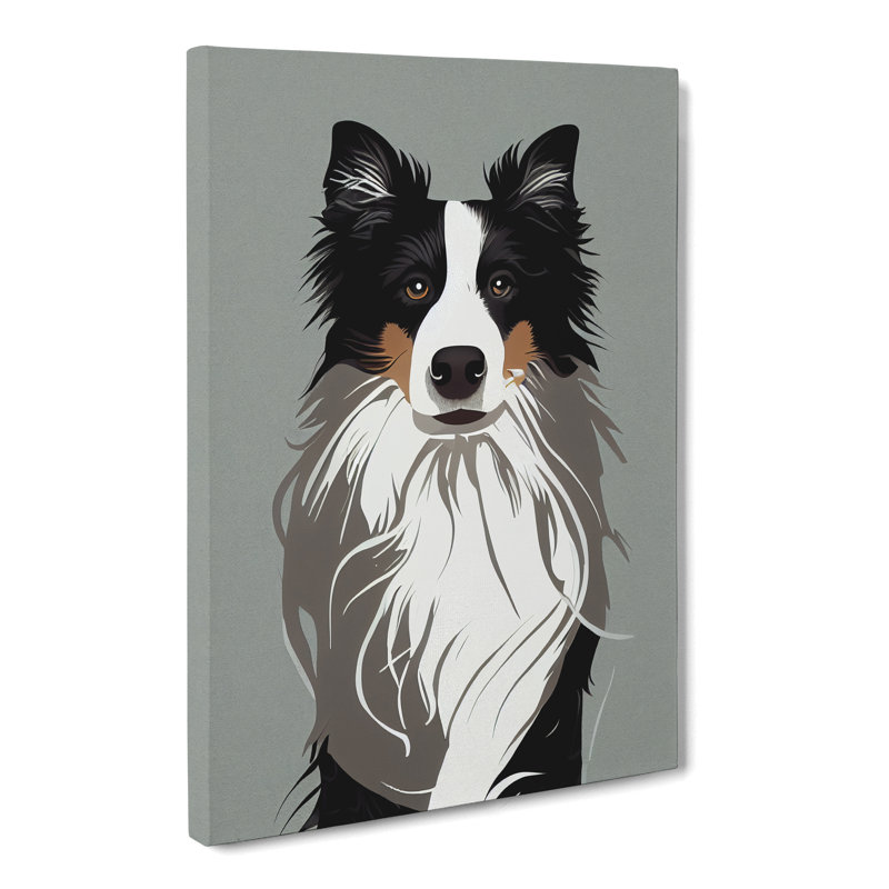 Border Collie Minimalism - Wrapped Canvas, 60cm H x 40cm W x 3cm D