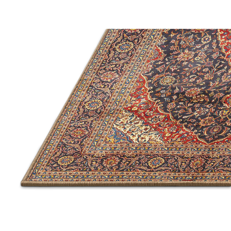 Tapis traditionnel mehroon/noir/bleu, Rectangle 5 pi x 7 pi