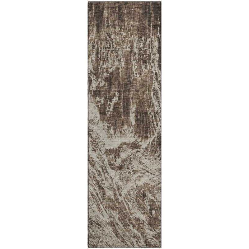 Premium Machine Washable Prisco Brown Rug, Runner 2'3" x 7'6"