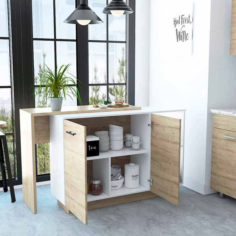 Chesterfield 2-Shelf 1-Drawer Kitchen Island, White