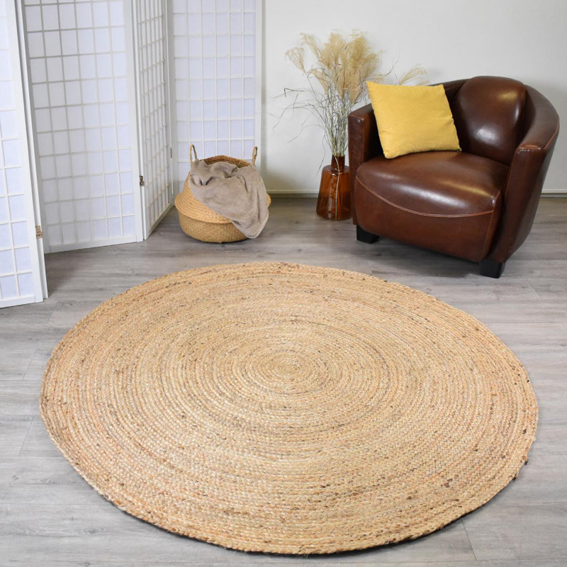 Round Eatmon Solid Colour Hand Woven Area Rug, Round 150cm