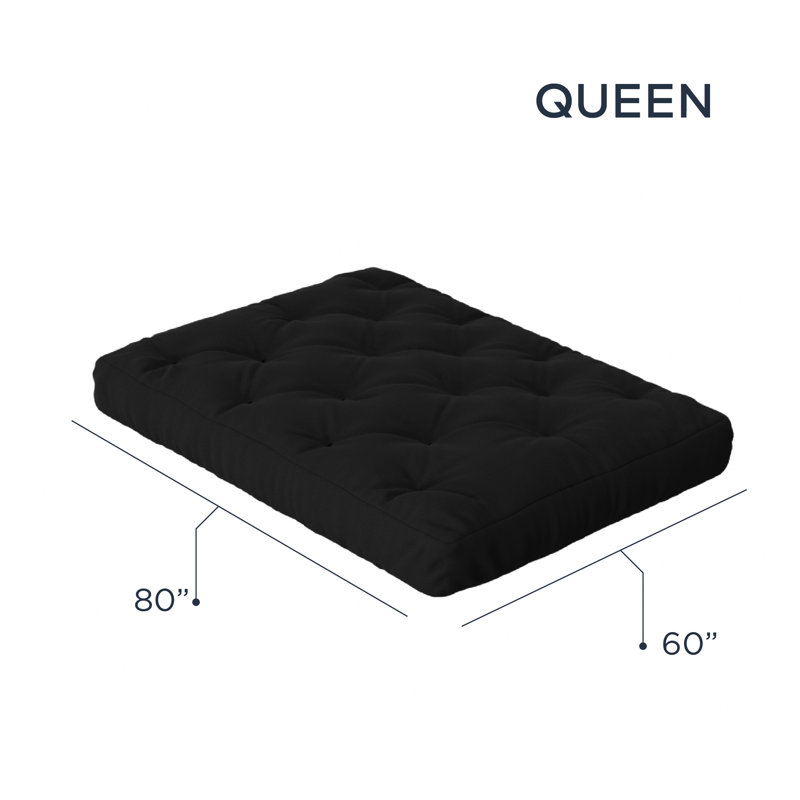 Matelas en mousse pour canapé-lit Futon de Lipson - , certifié CertiPUR-US, sans cadre, 8", Grand, Noir