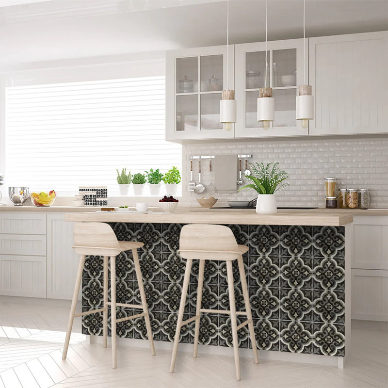 5x5 Inch Black and White Vinyl Peel and Stick Mosaic Tiles