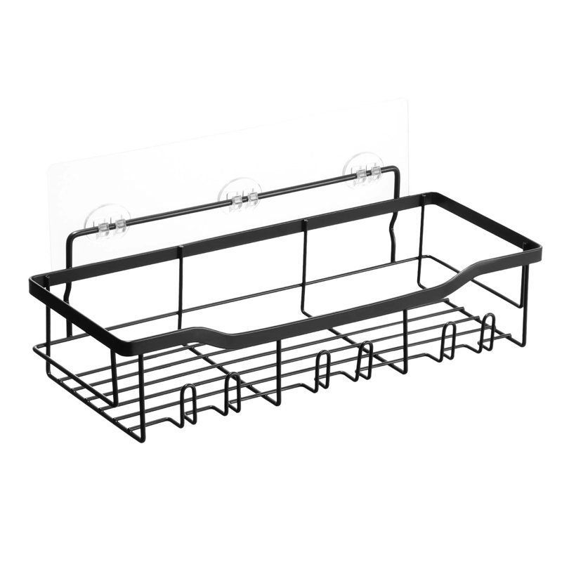 Ensemble 5 pièces de support de douche adhésif pour rangement et organisation dans la salle de bain, installation sans perceuse, tablettes antirouille et durables