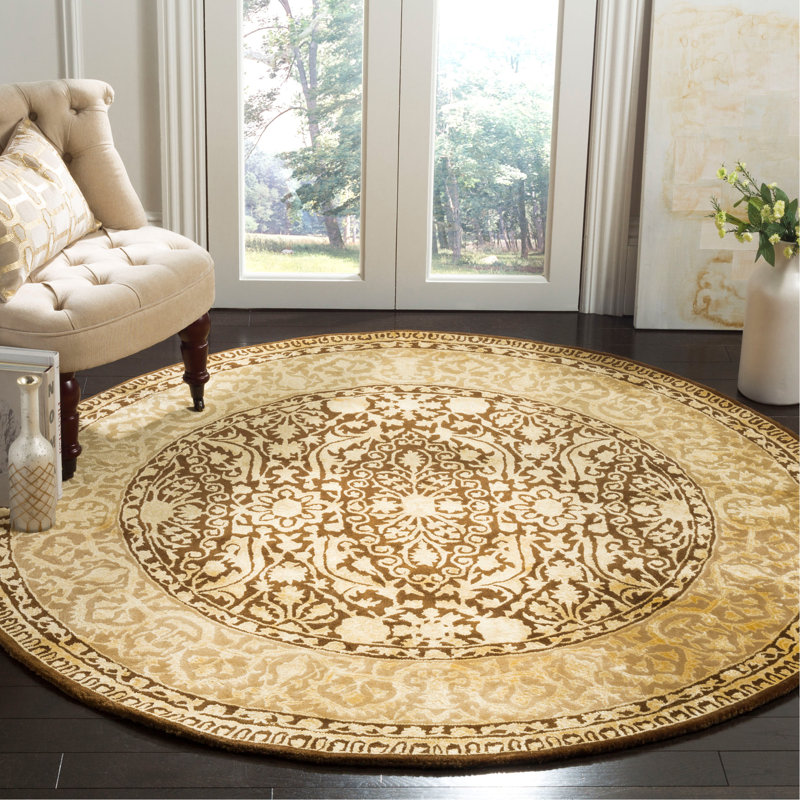 Braxtan Silk Road Hand Tufted New Zealand Wool Oriental Rug, Round 8'