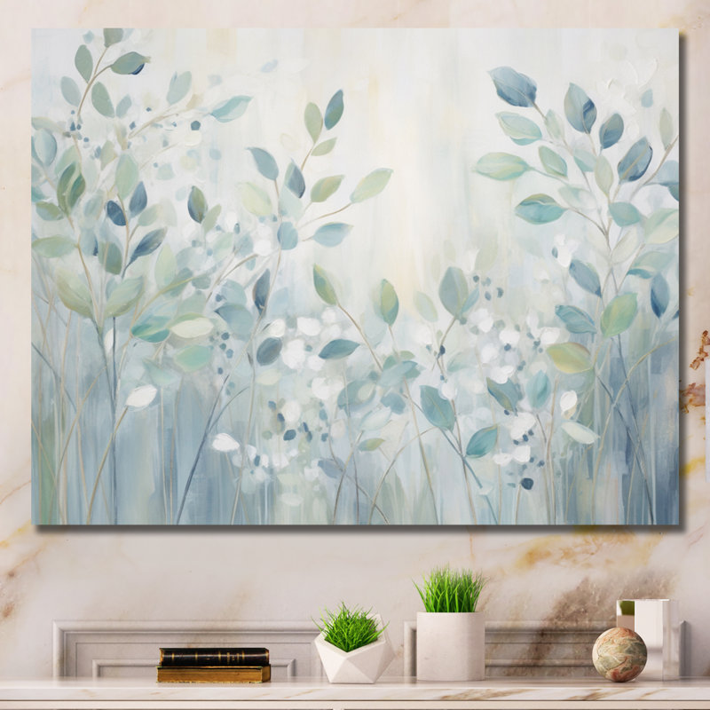 «Blue Botanical Rhythms IV - Abstract Botanicals», reproduction d'art sur toile, Toile tendue, H 24 po x l 32 po x P 1 po