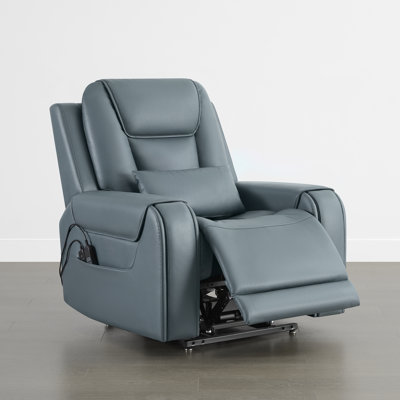 Carell Dual Motor Genuine Leather Power Lift Assist Massage Recliner