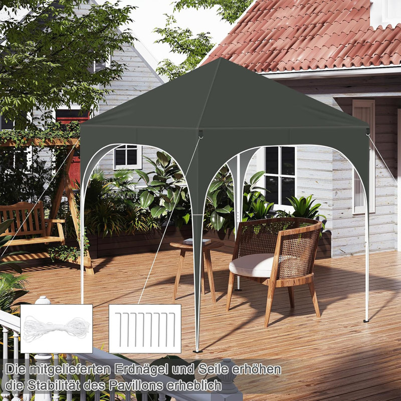 Gazebo, folding gazebo 2 x 2m, with 4 side walls, party tent water-repellent UV protection 50+, height-adjustable garden gazebo, with carrying bag, for outdoor garden camping