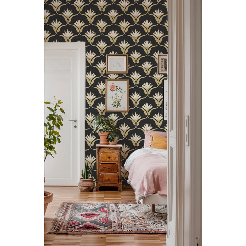 Wallflower - Black Yellow Wallpaper by Julianne Taylor Style