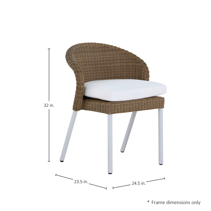 Chaise d'appoint empilable en résine tressée Dune, Welt + bourre standard, Chambray tonnelle