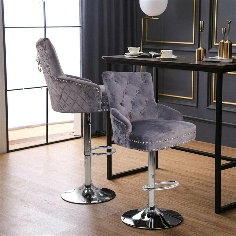 Tabouret pivotant à hauteur réglable Danyelle, Gray