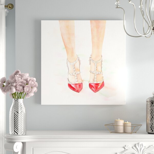 House of Hampton® Studded High Heels Shoes On Canvas Print | Wayfair