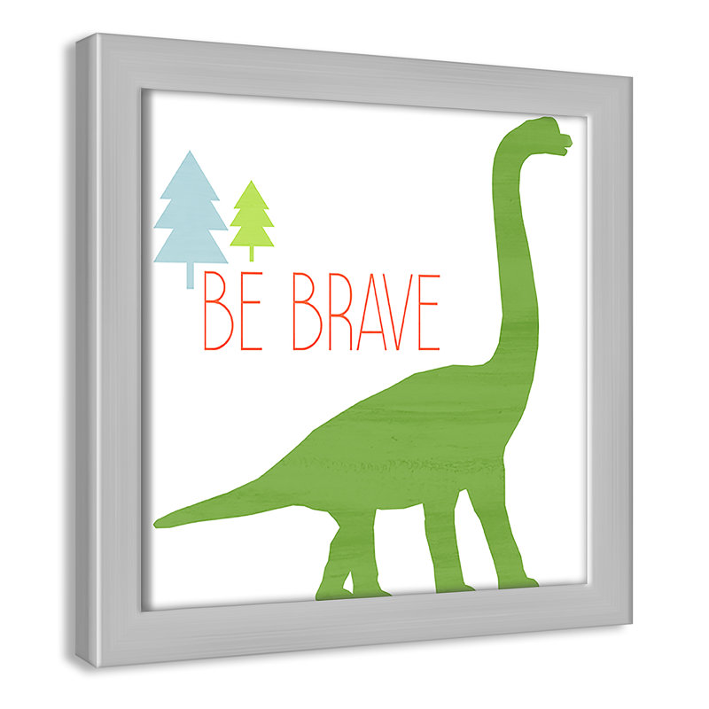 Dino Brave 1 ', art encadré, 8" H x 8" W x 1.18" D, Encadré de boîte argent