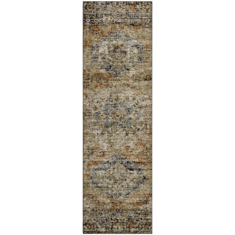 Premium Machine Washable Mayfield global Rug, 2'3" x 7'6" Runner, Copper