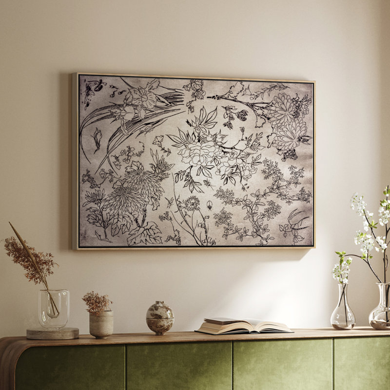 Abstrait rétro -LX, Toile avec cadre flottant noir, H 27 po x l 41 po x P 2 po