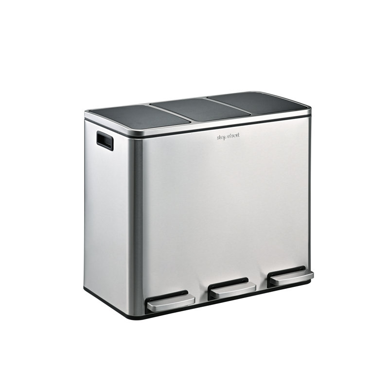 Steel Step On Multi-Compartments Trash & Recycling Bin - 14 Gallons
