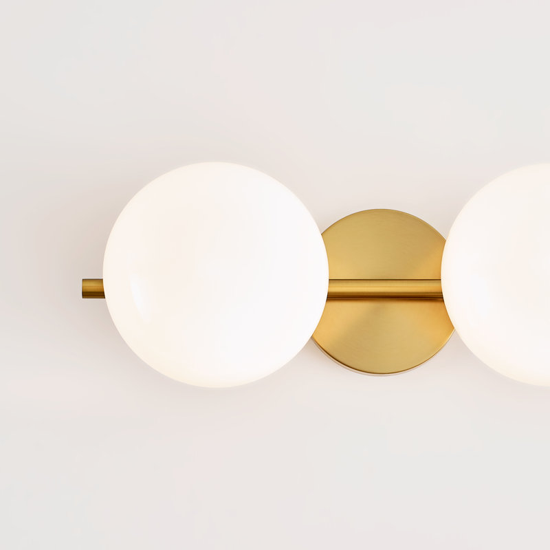 Vibi 2 Light Frosted Dimmable Vanity Light, Burnished Brass