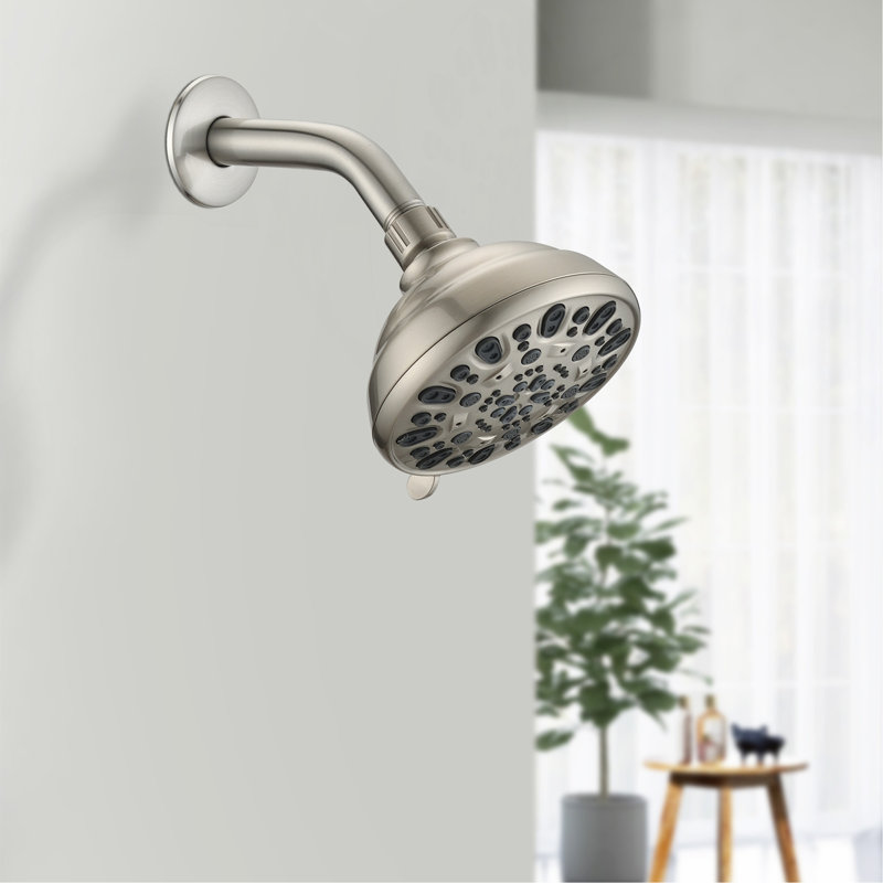Pomme de douche réglable 4 po à haute pression et anti-colmatage 4 po - Nickel brossé