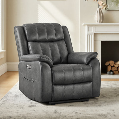 Channel-Tufted Power Recliner with Wall-Hugger Technology – Plush Armrests