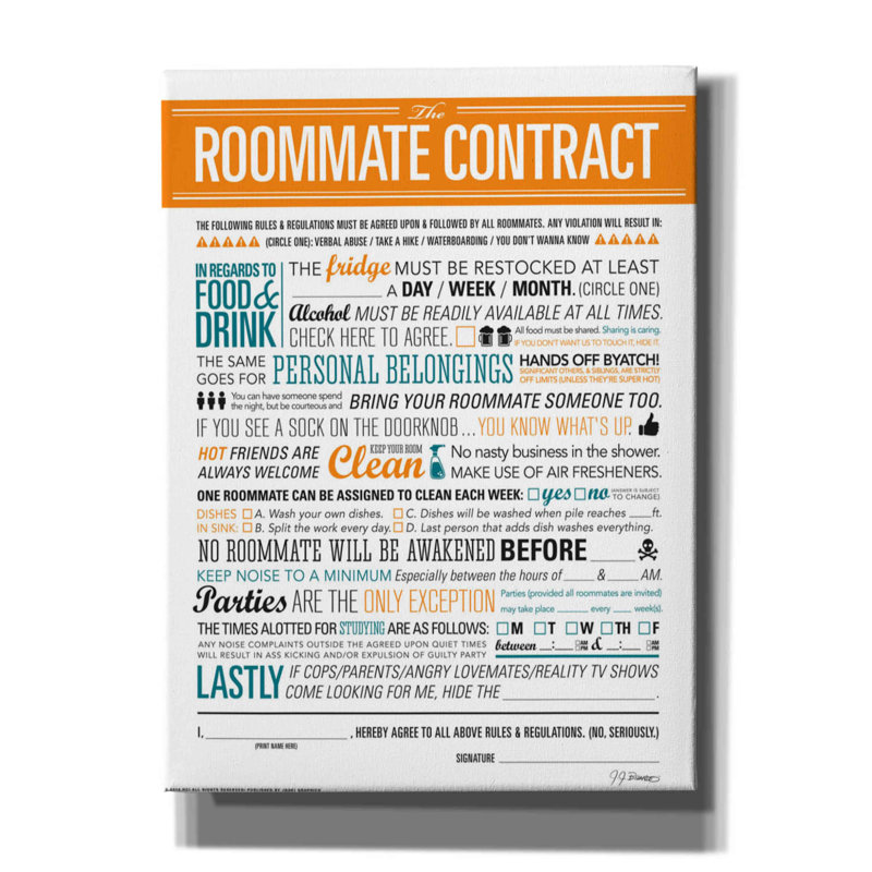 «Roommate Contract» par JJ Brando, art mural sur toile, H 54 po x l 40 po x P 1,5 po