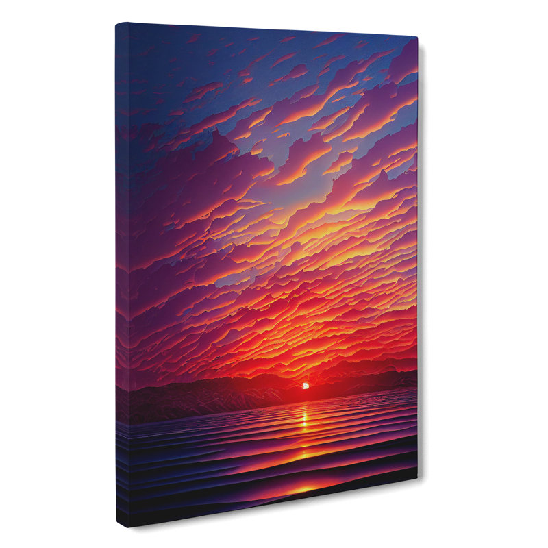 XV1022-4944X Vibrant Ocean Sunset - Print, 50cm H x 35cm W, Wrapped Canvas, No Matte