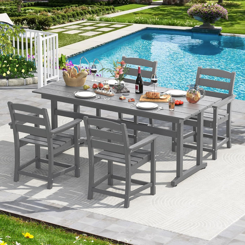 Ensemble de table de salle à manger 5 pièces, ensemble de mobilier de patio, Gris