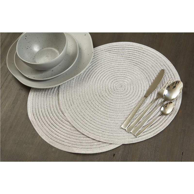 Aimo Solid Colour Round Placemat, Silver