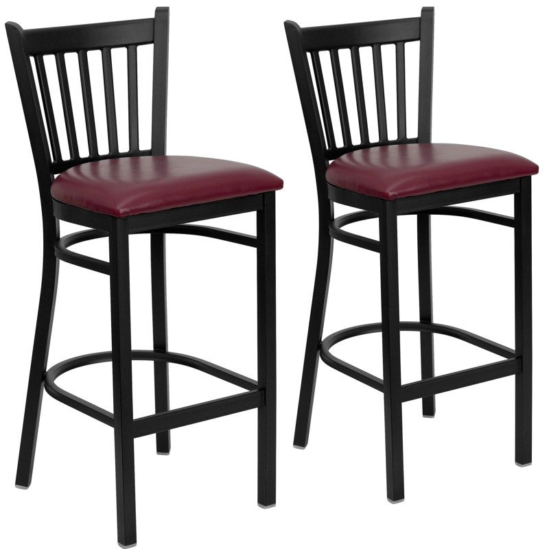 Lyman Counter Stool with Metal Frame, Burgundy, Bar Stool (30" Seat Height), 2