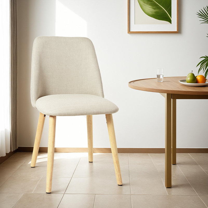 48cm H Linen Upholstered Upholstered Back Side Chair, Beige Linen
