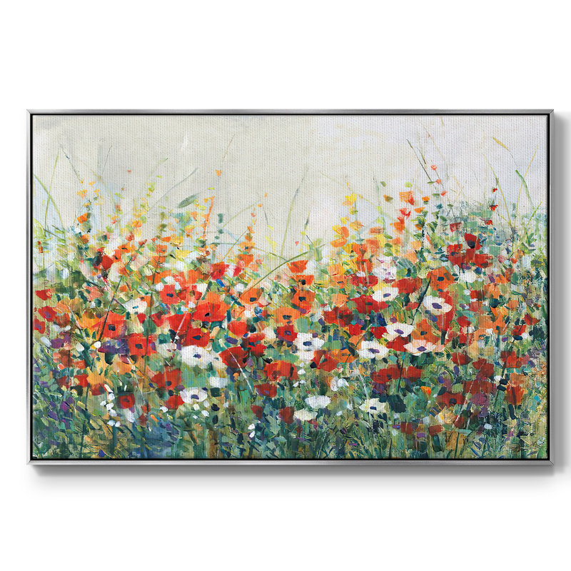 Jardin en fleurs II, Toile avec cadre argenté, H 17 po x l 25 po x P 2 po