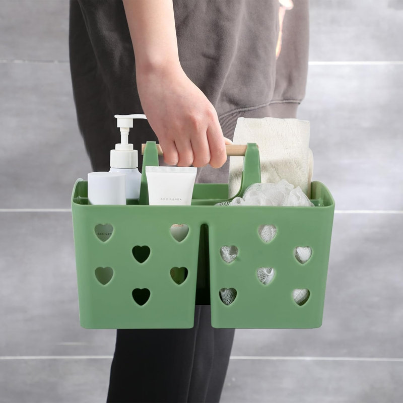 Green Portable Plastic Shower Caddy Organizer with Handle