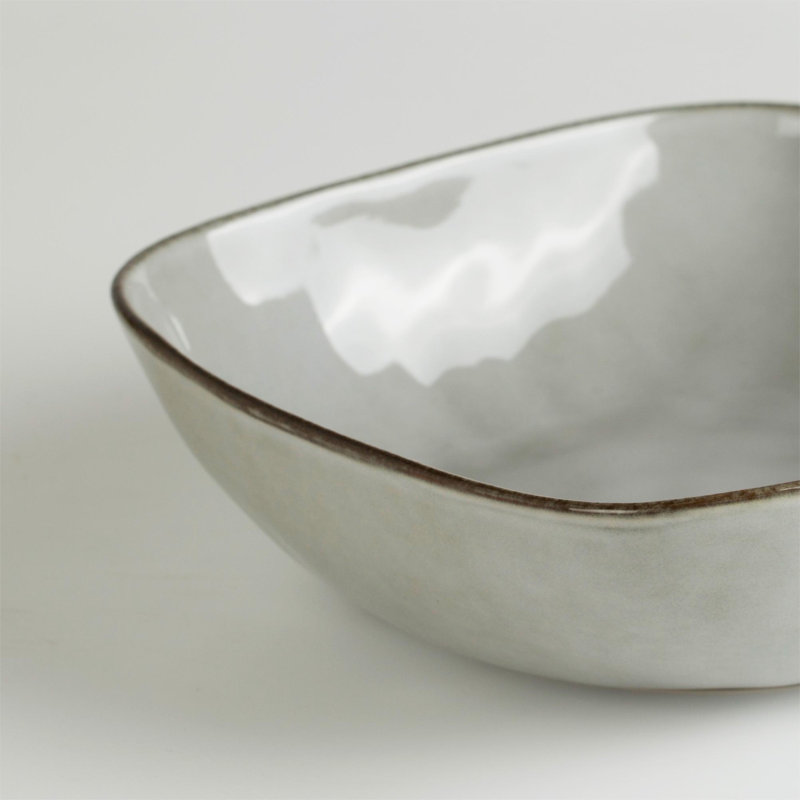 Grand bol à pâtes carré en grès de 8 po  (ensemble de 4), Gris