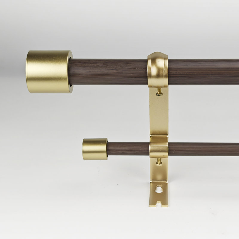 Ensemble de tringles à rideaux réglables à double fenêtre 1-1 / 8 de diamètre, Noyer, 72" - 144"