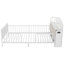 Structure de lit simple en métal blanc avec lumière DEL - tête de lit tapissier et tablettes de rangement escamotables White Kids-1638019581