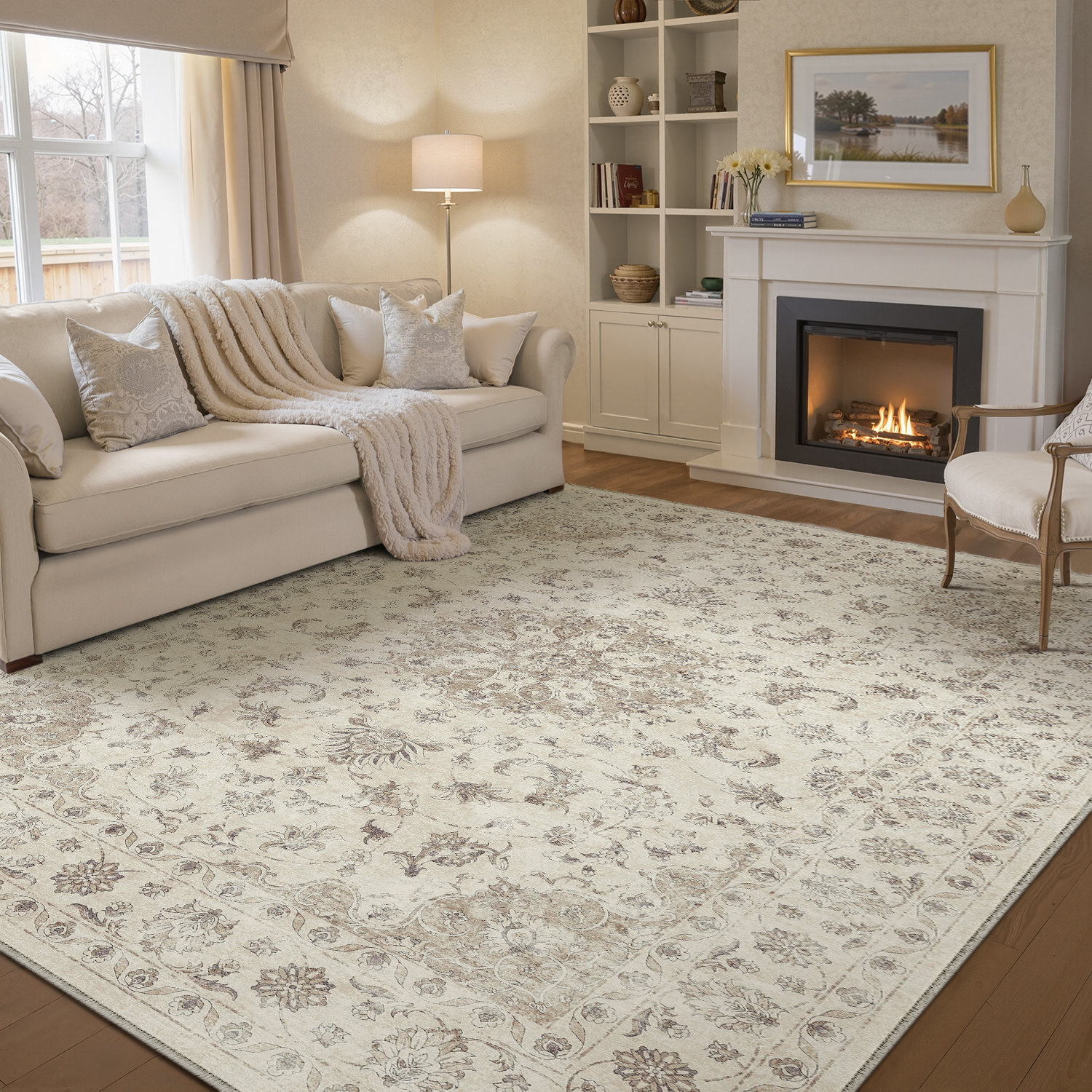 Bungalow Rose Stella Machine Washable Oriental Area Rug With Non-Slip ...