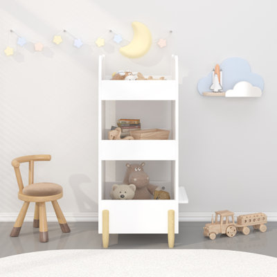 Bookshelf with Chalkboard Side, Bear-Shaped Bookcase with 3-Tier Storage