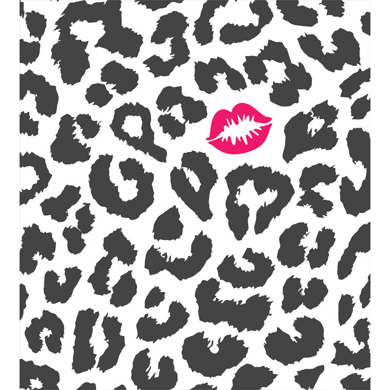 Safari Leopard Print Queen Duvet Cover Set with Pink Lips
