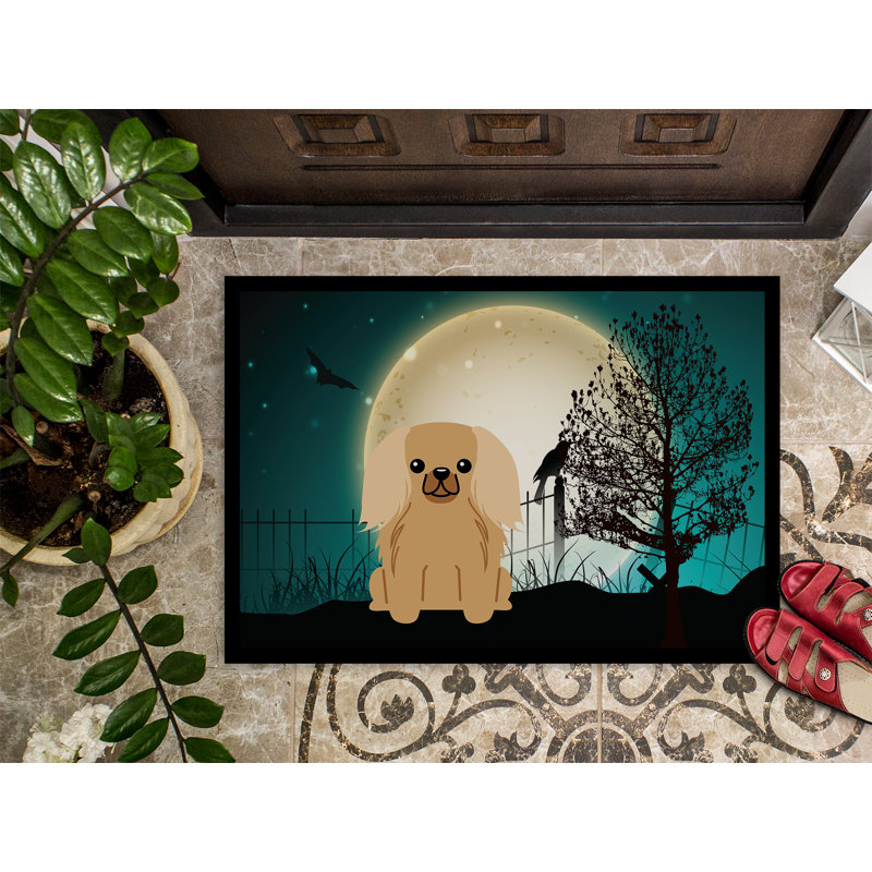 Tapis de porte d'extérieur effrayant Carking Halloween, Rectangle 2 pi x 3 pi, Fauve / zibeline