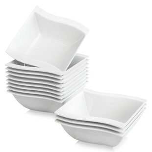 MALACASA Dinnerware Sets for 12, 56-Piece Porcelain Square Plates