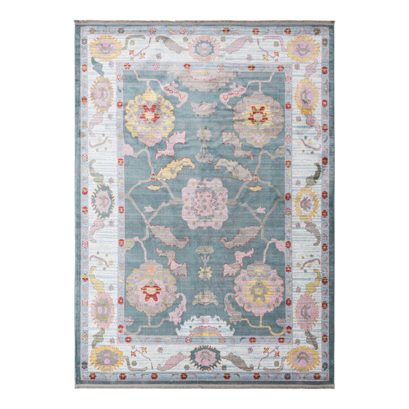 Tapis Haefner_Gris et bleu, Rectangle 9 pi x 12 pi