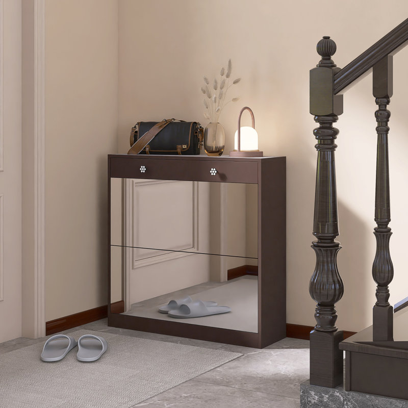 Armoire à chaussures avec 2 tiroirs à miroir