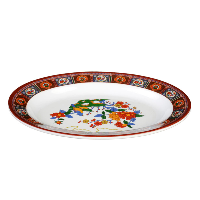 Thunder Group Inc. Peacock Melamine Platter, 1.1" H x 9" W x 6.75" D