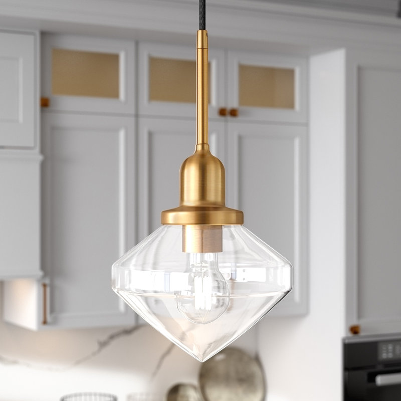 Chareen 1 - Light Single Pendant, Clear, Brass